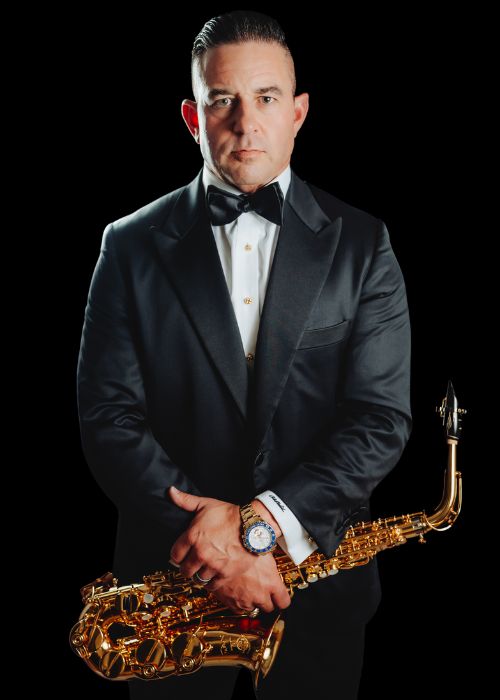 Andrew WHEELER, musicien ambassadeur JLV, avec son instrument équipé d'une ligature JLV