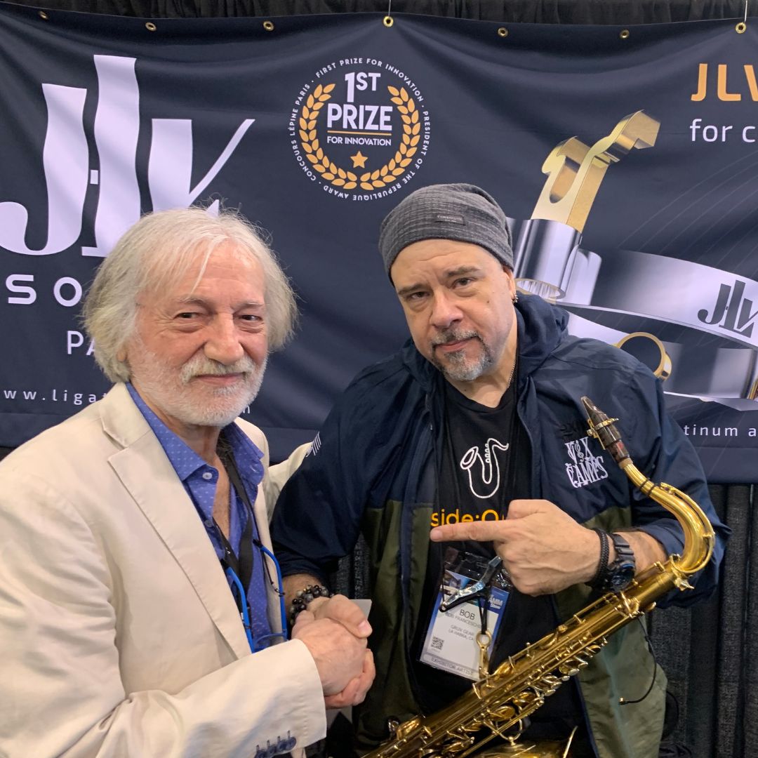 Photo de Bob FRANCESCHINI avec l'inventeur des ligatures jlv