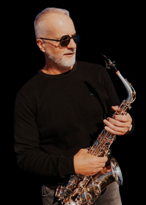 Jean-François GUAY, musicien ambassadeur JLV, avec son instrument équipé d'une ligature JLV