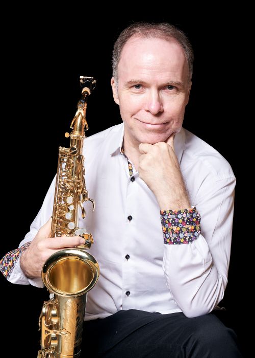 Philippe GEISS, musicien ambassadeur JLV, avec son instrument équipé d'une ligature JLV