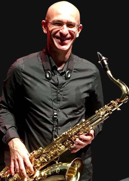 Stéphane SORDET, musicien ambassadeur JLV, avec son instrument équipé d'une ligature JLV